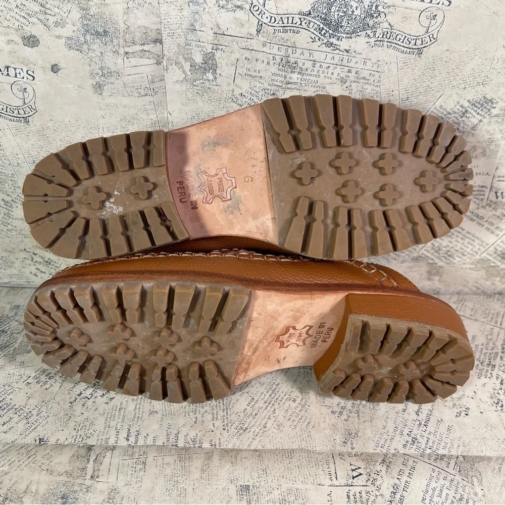Beklina Loafer Mule Cocoa Brown Leather Penny Loafers Handmade Peru